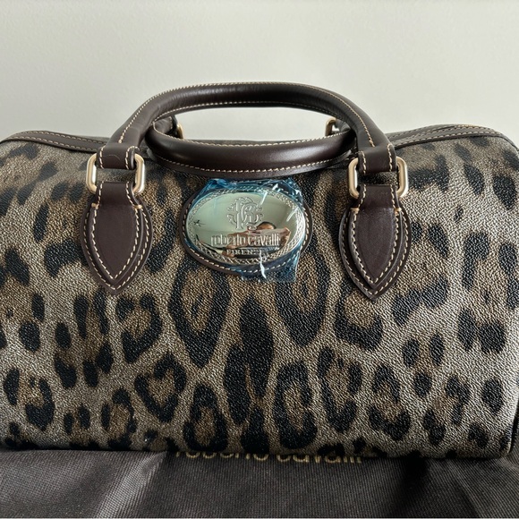 Roberto Cavalli Leopard Print Boston Bag - Picture 1 of 5